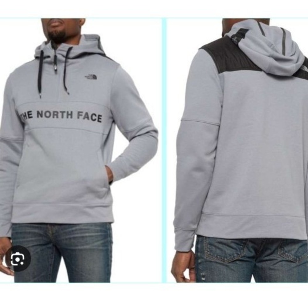 The North Face Hoodie Mens XL Grey Excellent Quarter Zip Logo NF0A3UWW